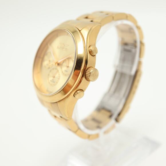 Invicta Angel Gold Tone Calendar Day Date 40mm Watch Stainless Steel New Battery